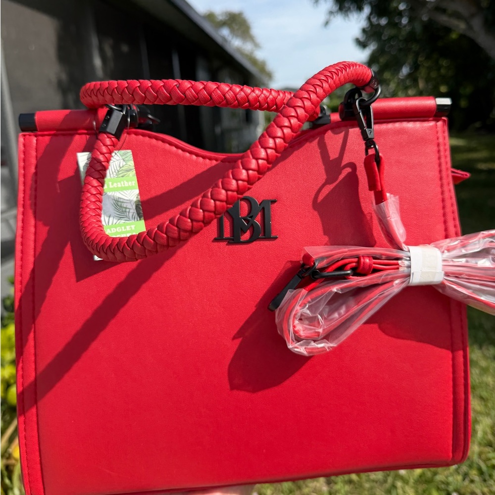 BADGLEY MISCHKA Red Tote with Braided Handles - Picture 2 of 13